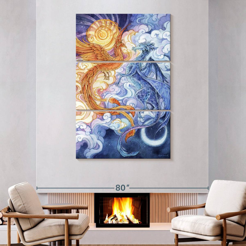 Dragon Brampt Sun et lune, H 74 po x l 48 po