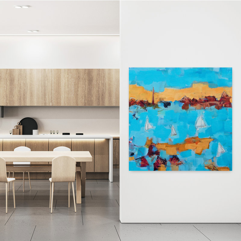 Art contemporain de paysage côtier abstrait Homeward Bound II, H 48 po x l 48 po