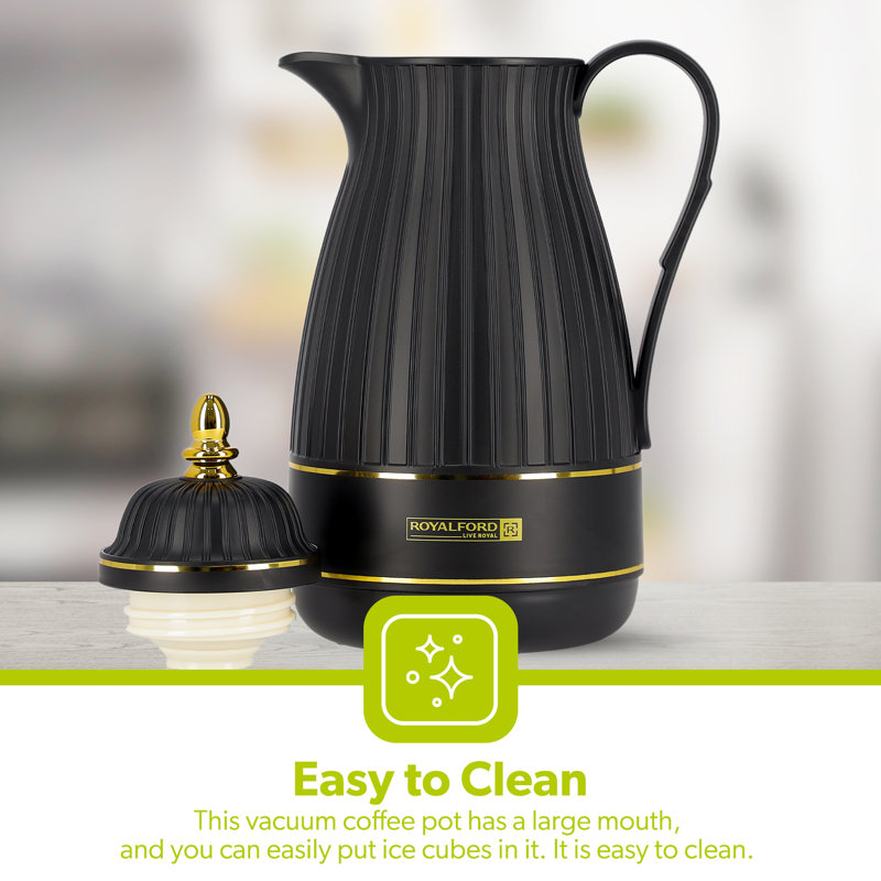 ROYALFORD Glass Vacuum Flask | Vacuum Insulated Tea Carafe 1000ML | Heat & Cold Retention, Thermal Insulated Airpot | Insulated jug Preserves Flavor & Freshness, Household Office Kettle Jug