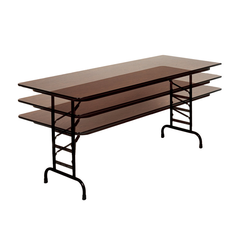 Adjustable Height Walnut Melamine Top Training Table