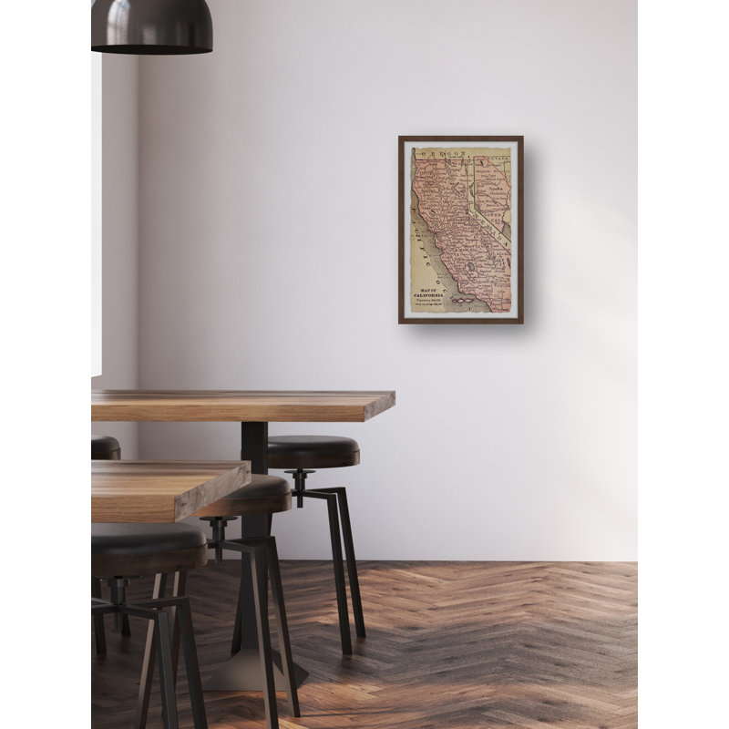 Carte de la Californie - reproduction de cadre photo sur papier, H 30 po x l 20 po x P 1,5 po