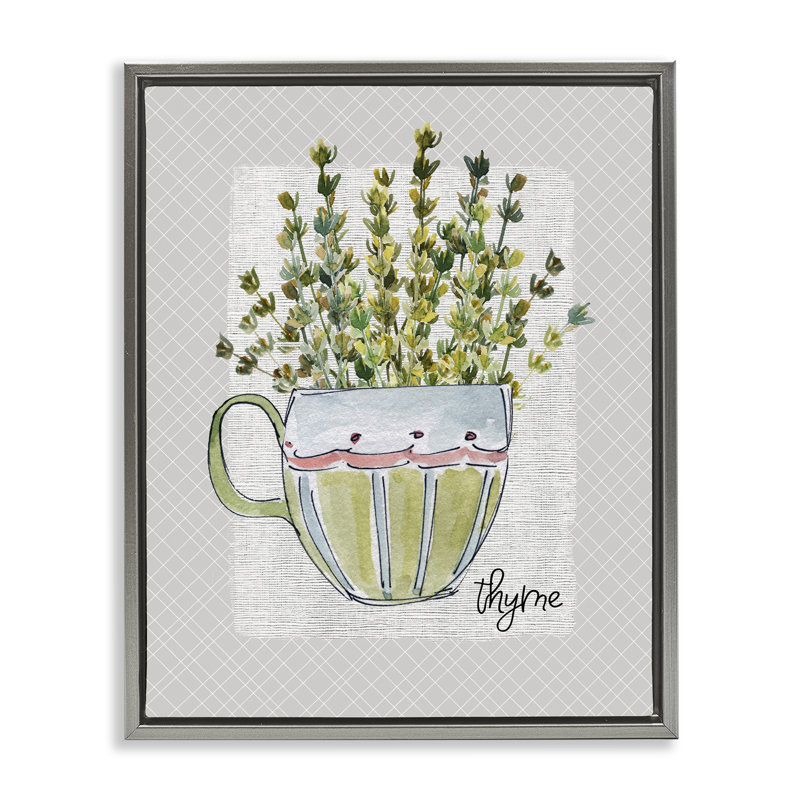 Cadre flottant Thym Herb, par Livi Finn, Cadre flottant gris lustré, H 21 po x l 17 po