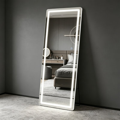 Full Body Mirror, LED Full-Length Mirror - Floor Standing And Wall Mounted Vanity Mirror With Adjustable Light