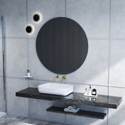 70Cm Round Wall Mirror, White Backboard, Ideal For Living Room And Hallway, Brightening Effect Mirror 70Cm, Matte Suitable Multiple Home Areas, Space - Saving Design