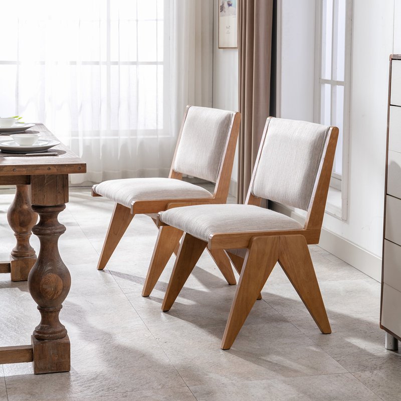 Kaytlynn 19'' H Upholstered Oak Side Chair, Linen Beige