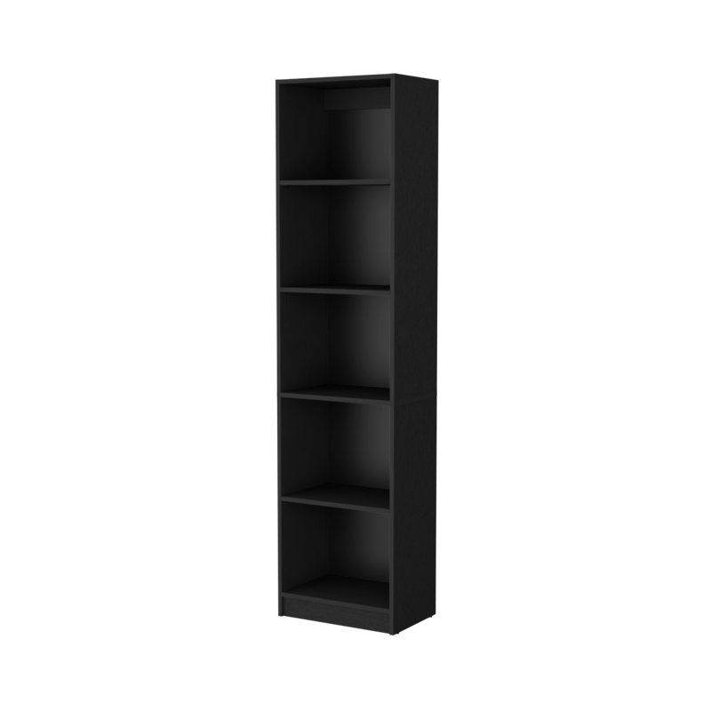 Sutton Slim Bookcase With Modern 5-Shelf Design, Black