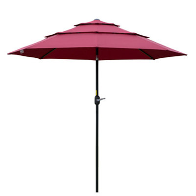 9' Cantilever Offset Patio Umbrella 104.25" Dia, Push Button Tilt, 3-Tier Vented, Wine Red Black
