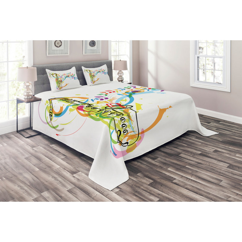 Music Polyester Coverlet, King Bedspread + 2 Shams