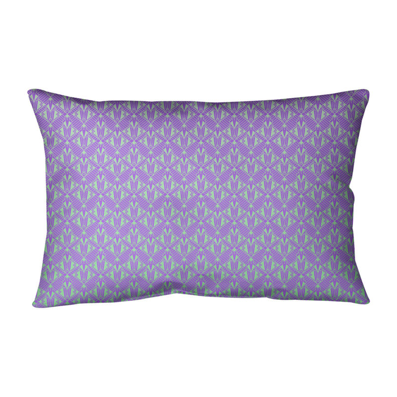 Coussin lombaire art déco Katelyn Elizabeth, Mauve / vert / vert, Bourre en polyester