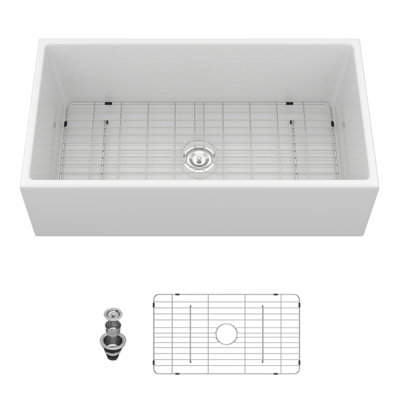 Durable White Farmhouse Kitchen Sink, Ceramic Apron-front For Spacious Home Kitchens