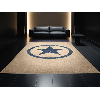 Tapis brun et beige à motif abstrait moderne et contemporain lavable à la machine Karlov
