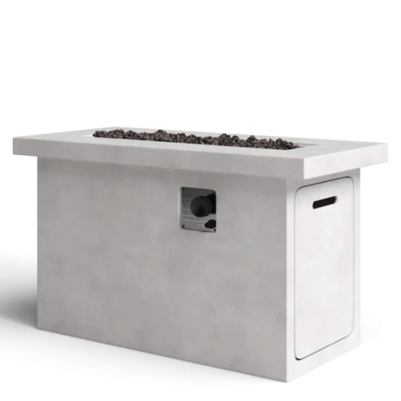 Foyer de jardin en béton, H 24 po, sortie 50000, matériau de propane / gaz naturel l 42 po x P 20 po, gris
