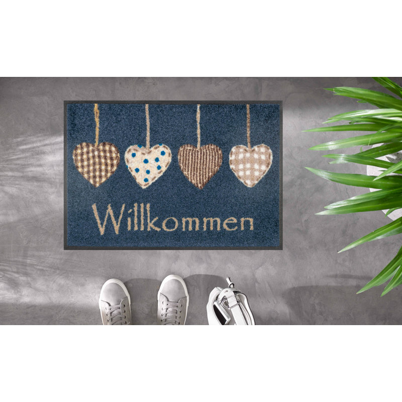 Cottage Hearts Non-Slip Indoor Door Mat, Blue, Rectangle 40 x 60 cm