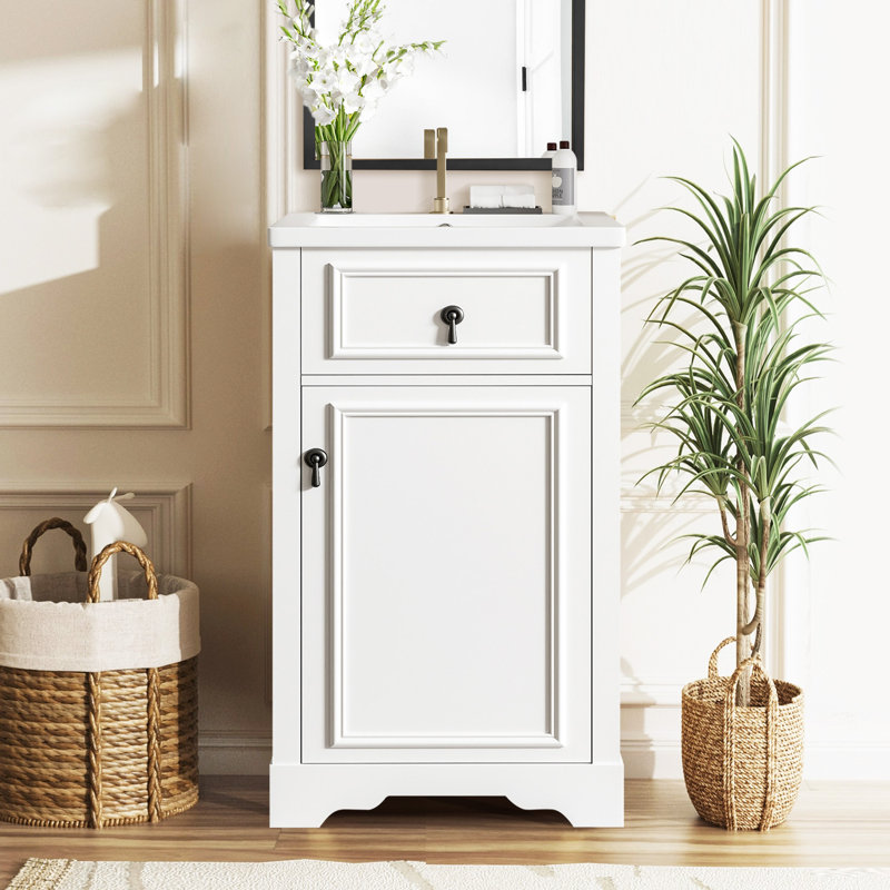 Meuble-lavabo moderne 20 "avec lavabo en céramique, Noir, noir, noir, noir