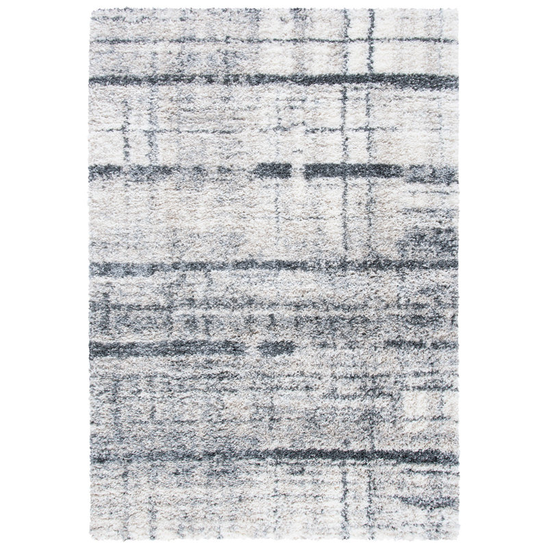 Kaylum Abstract Ivory/Grey Area Rug, Rectangle 5'3" X 7'6"