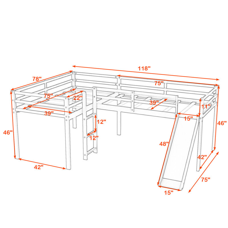 Lit mezzanine simple Gudrin par Harriet Bee, gris