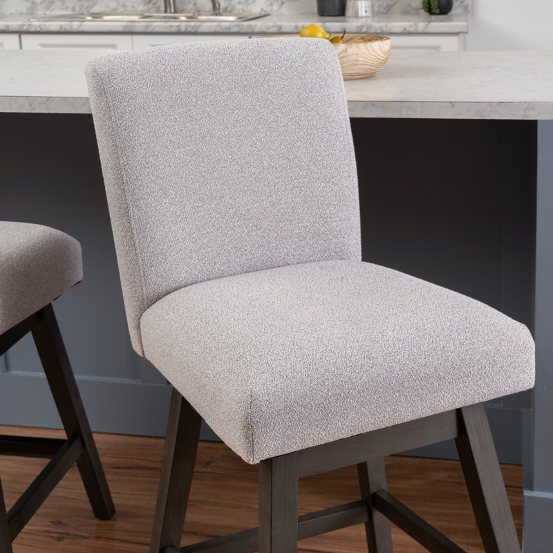 Tabouret pivotant Cyrus, Tabouret de comptoir (siège d'une hauteur de 26 p, Siège gris / cadre noir