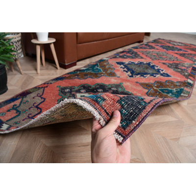 Vintage Turkish Runner Rug With Colorful Geometric Patterns For Unique Home Decor And Living Room Accent