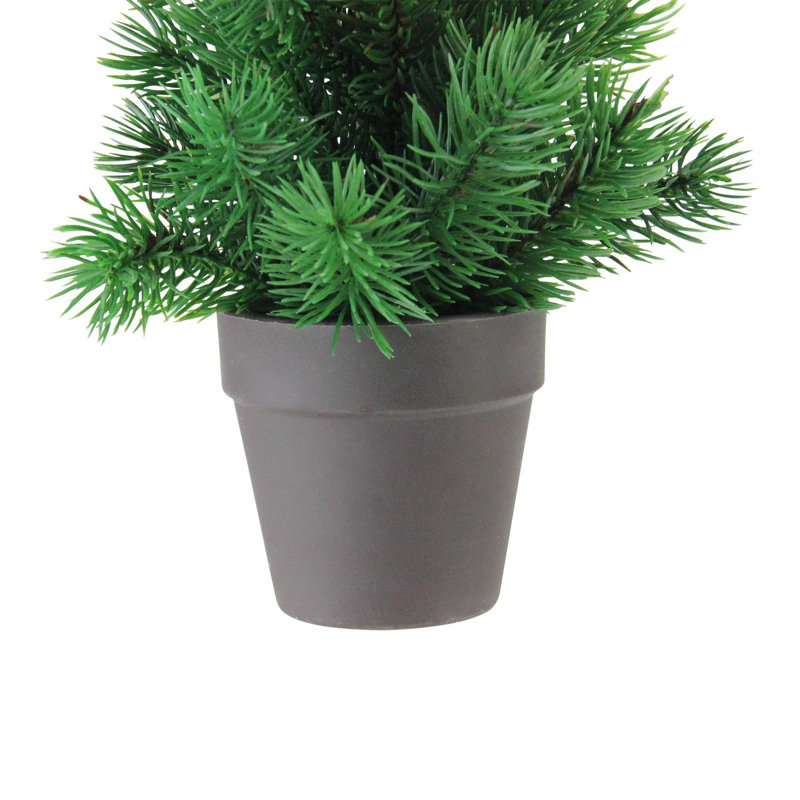 Mini sapin de Noël 11 po au fini mat dans un vase brun café foncé - non éclairé