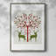 «Christmas Des Deer and Heart Tree», reproduction encadrée crème - bois massif-2119131741