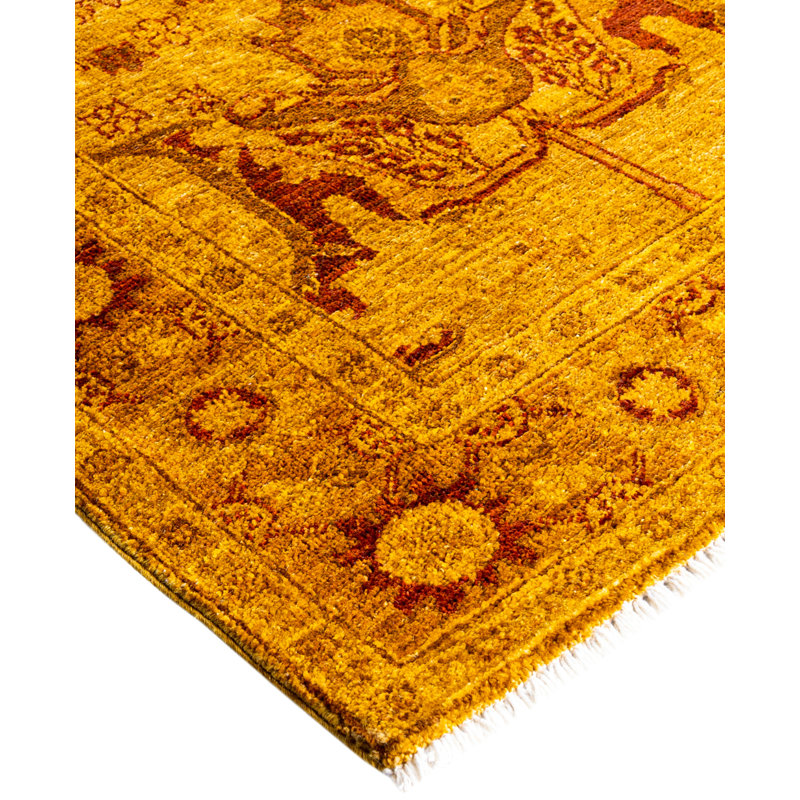 Overdyed Hand-Knotted Wool Modern-Contemporary Gold Area Rug 3' 1" x 4' 10"