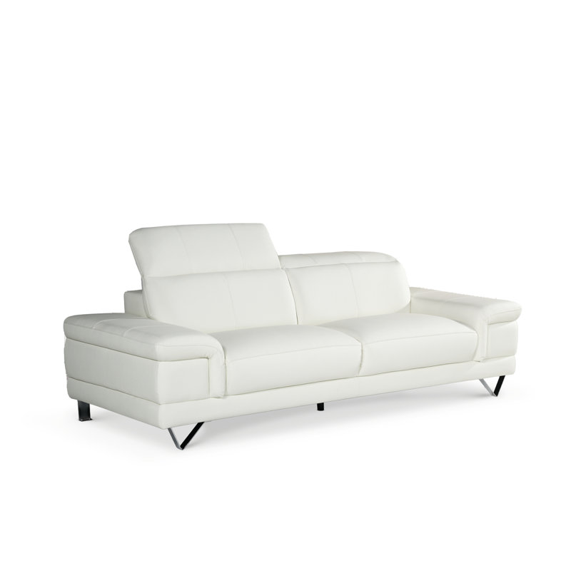 Genuine Leather Sofa, 3, White