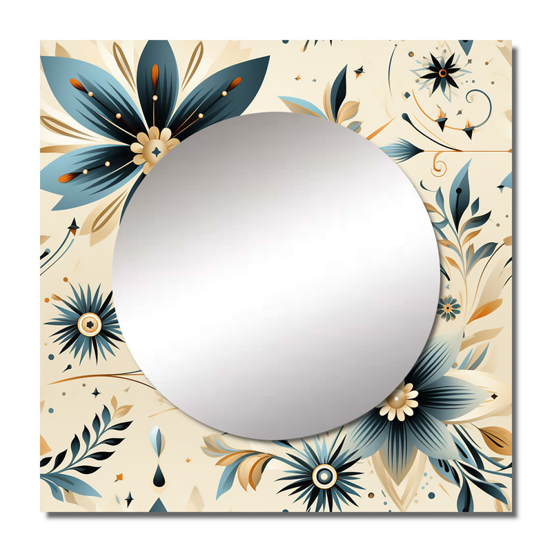 Nomadic Serenity Boho Pattern - Modern Square Mirror For Wall Art Decor, 23" x 23"