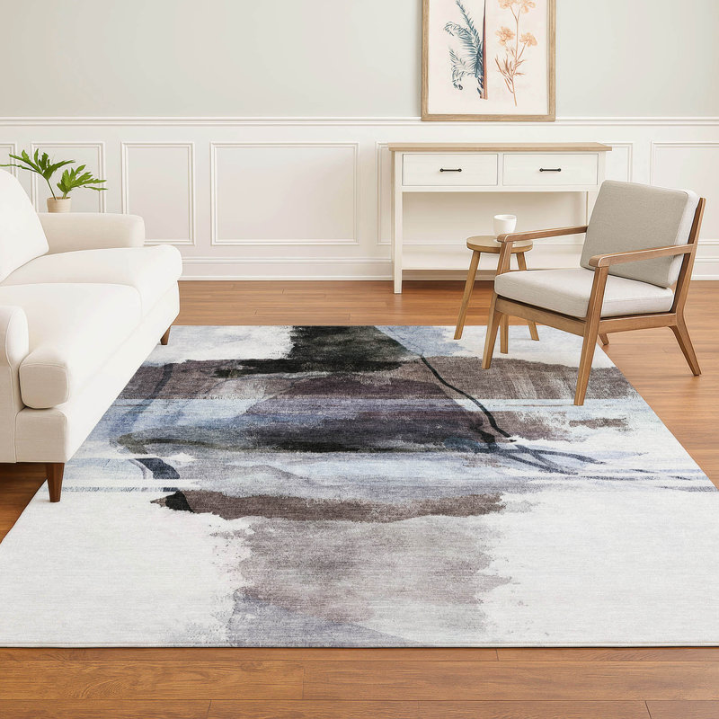 Premium Machine Washable Mayfield Abstract Rug, 3' x 5', Brown