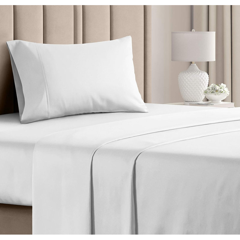 100% Cotton 1000 Thread Count Luxury Sheet Set, Hotel Collection, Soft, Premium Bedding, Twin Sheet Set + 1 Pillowcase, White