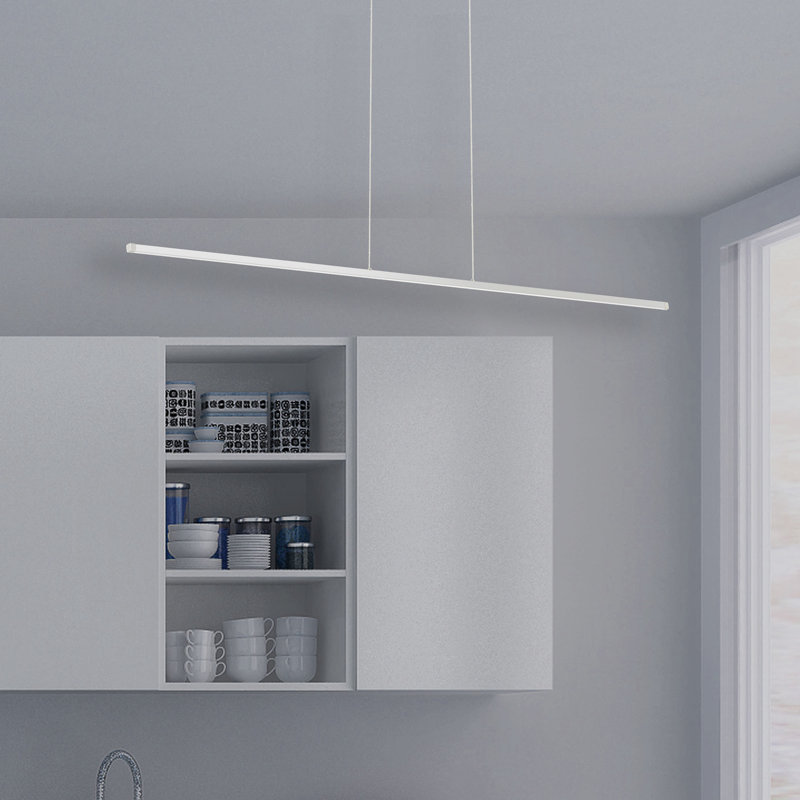 Bryanne 1 - Light LED Kitchen Island Pendant, 0.75" H x 48" W x 0.5" D, Matte White