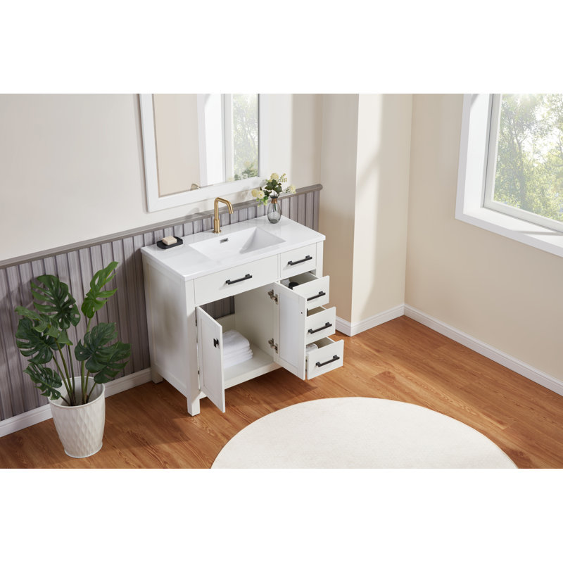 Meuble-lavabo simple 37 po Dinard avec 3 tiroirs et 2 portes