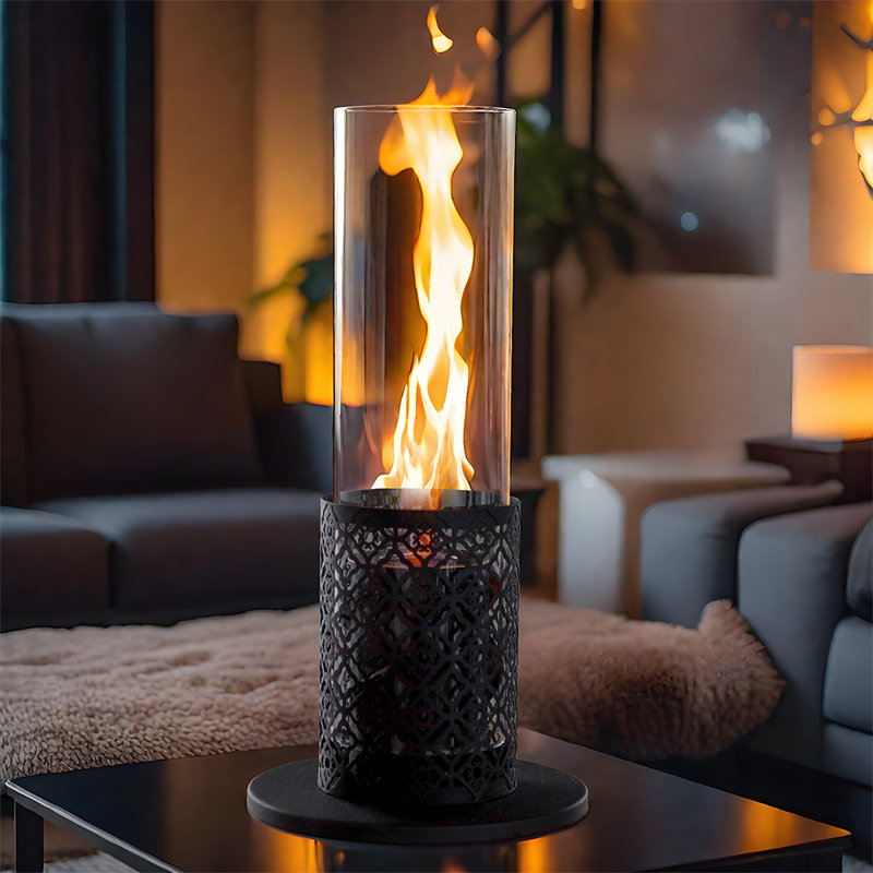 Portable Tabletop Fire Pit 15.5''h Clean-burning Bio Ethanol Ventless Fireplace Indoor/outdoor