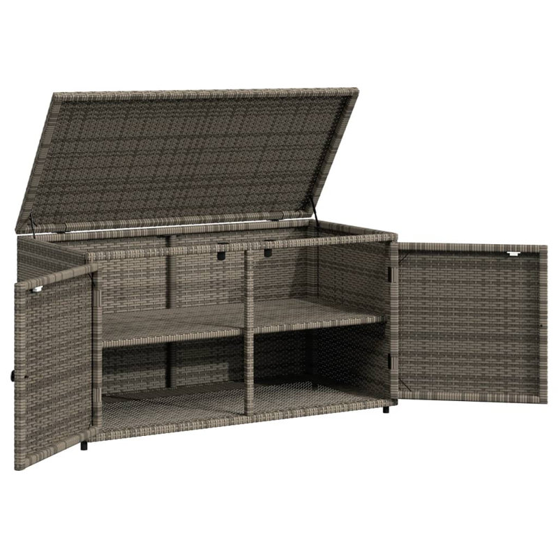 Garden Storage Cabinet 110X55x60.5 Cm Poly Rattan, Grey
