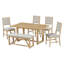 Ensemble de table de salle à manger épissée multicolore avec base de rangement et tréteaux, chaises en lin et coton à haute résilience