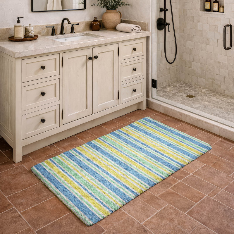 Premium Machine Washable Dream Shag ADS531 Striped Rug, Yellow, 2'6" x 3'10"