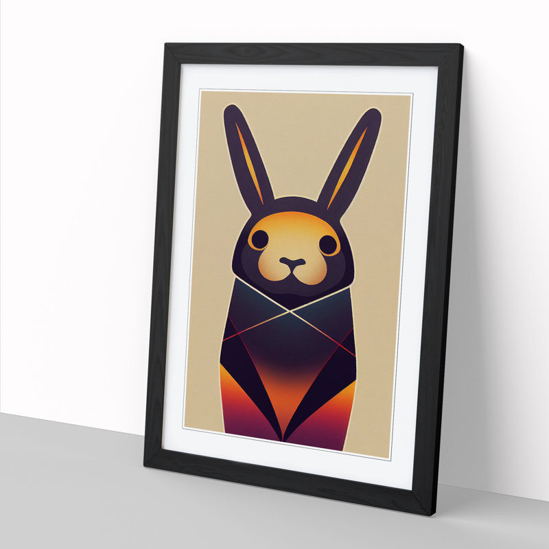 Rabbit Abstract - Single Picture Frame Print, Black, 64cm H x 46cm W x 2cm D
