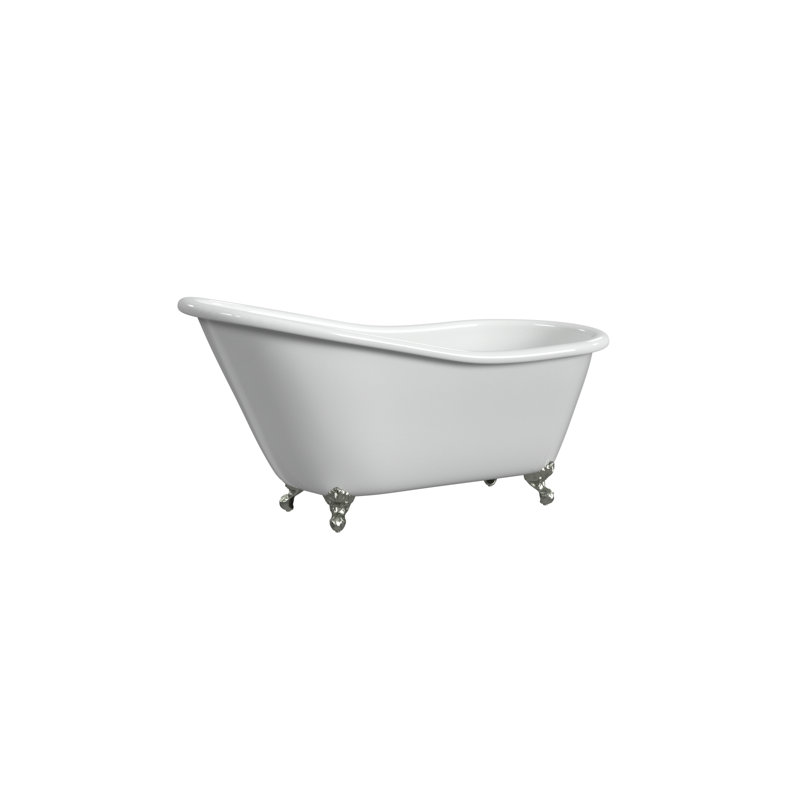 Baignoire de trempage sur pattes en fonte 61 "x 30" Jazma, Nickel poli, Intérieur et extérieur blancs
