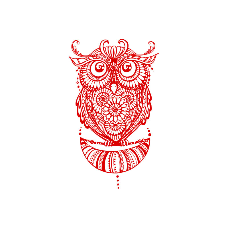 Décalcomanie murale hibou Shelia, Rouge
