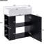 Armoire de salle de bain flottante noire - lavabo en céramique de 21,6 po, rangement à gauche, meuble-lavabo moderne 21,6 po avec lavabo-1814137876