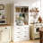 79.5'' H Vertical White Dining Cabinet Multi-Use Display Storage with 4 Drawers & Shelves