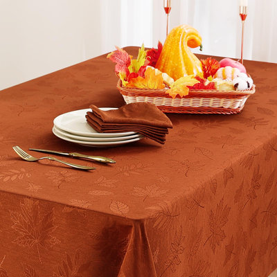 Nappe 60 x 84 po, nappe damassée imperméable pour table rectangulaire, housses de table en jacquard en feuilles d'automne
