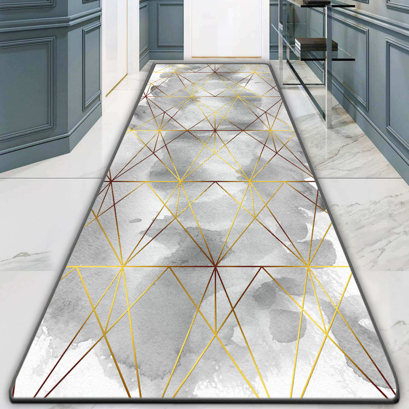 Non-Slip Hall Carpet (3.3 x 9.8 ft), 100% Polyester, 10 mm Pile Height, Antibacterial, Machine Washable | Durable Dot Base, 2.1 lbs/sq yd | Perfect for High-Traffic Areas, Easy Care & Stylish Design