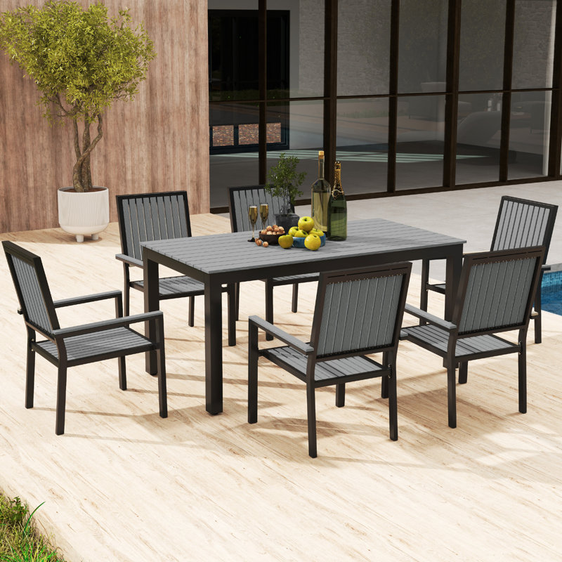Rectangular 7 - Piece 6 - Person 85Cm L Outdoor Table Set