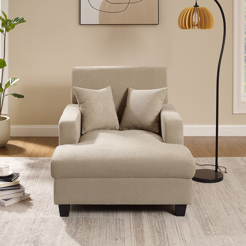 Chaise longue rembourrée en tissu 39,76 po, Mélange de polyester menthe