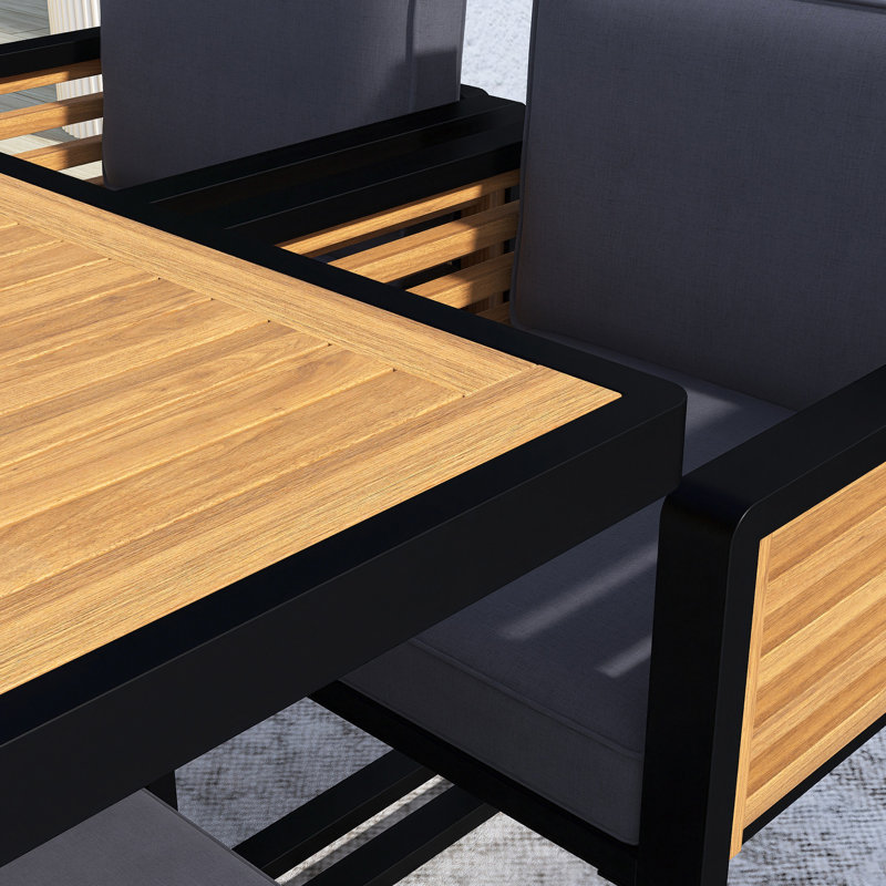9-Pieces Acacia Wood Patio Dining Set, Gray