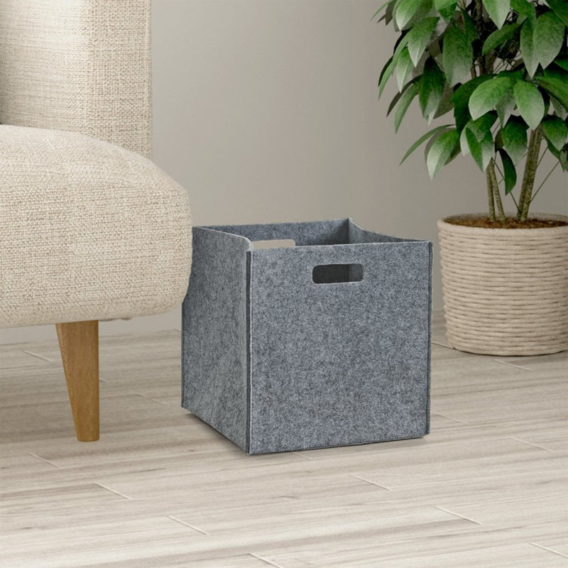 Premium Gray Felt Storage Basket, 9.4 x 9.4 x 9.4 inches | 100% Non-Woven Felt Material, Soft and Durable | Ideal for Organizing Home, Office, or Nursery | Easy to Clean with Moist Cloth, Stylish & Versatile Design