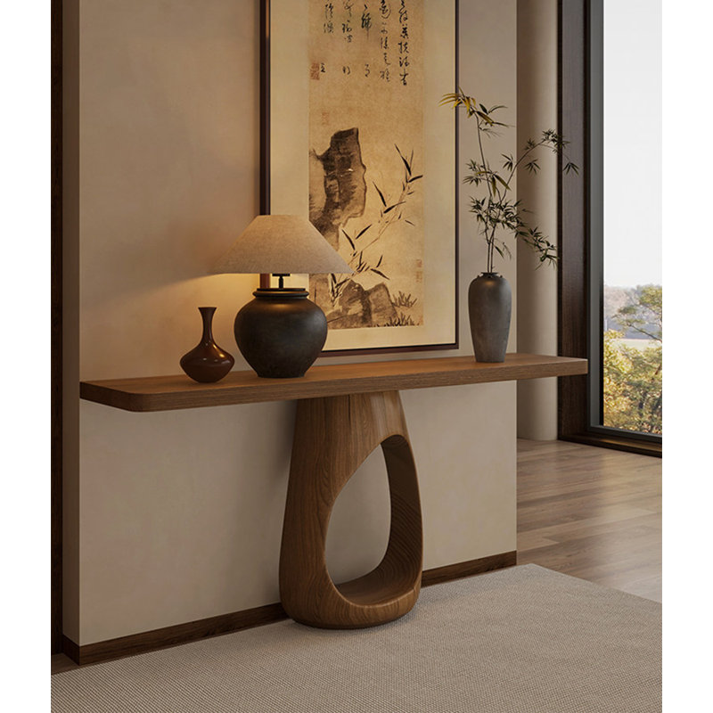 Organic Hollow Base Solid Pine Wood Console Table, 29.5" H x 54.3" W x 9.8" D