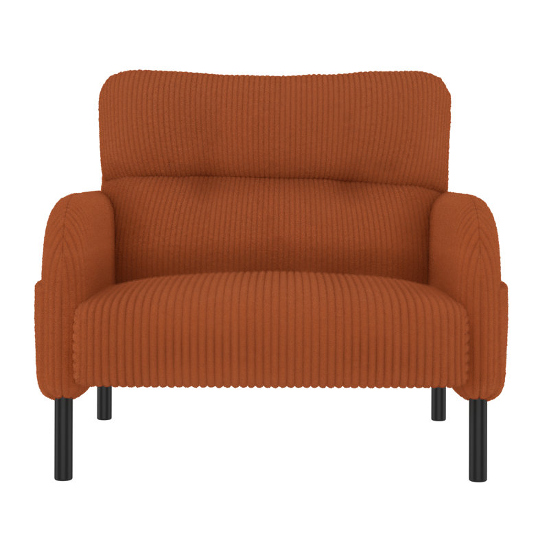 Corduroy Fabric, Comfortable Monochrome Single Person Wide Seat Chair, Suitable For Living Rooms And Bedrooms, Orange