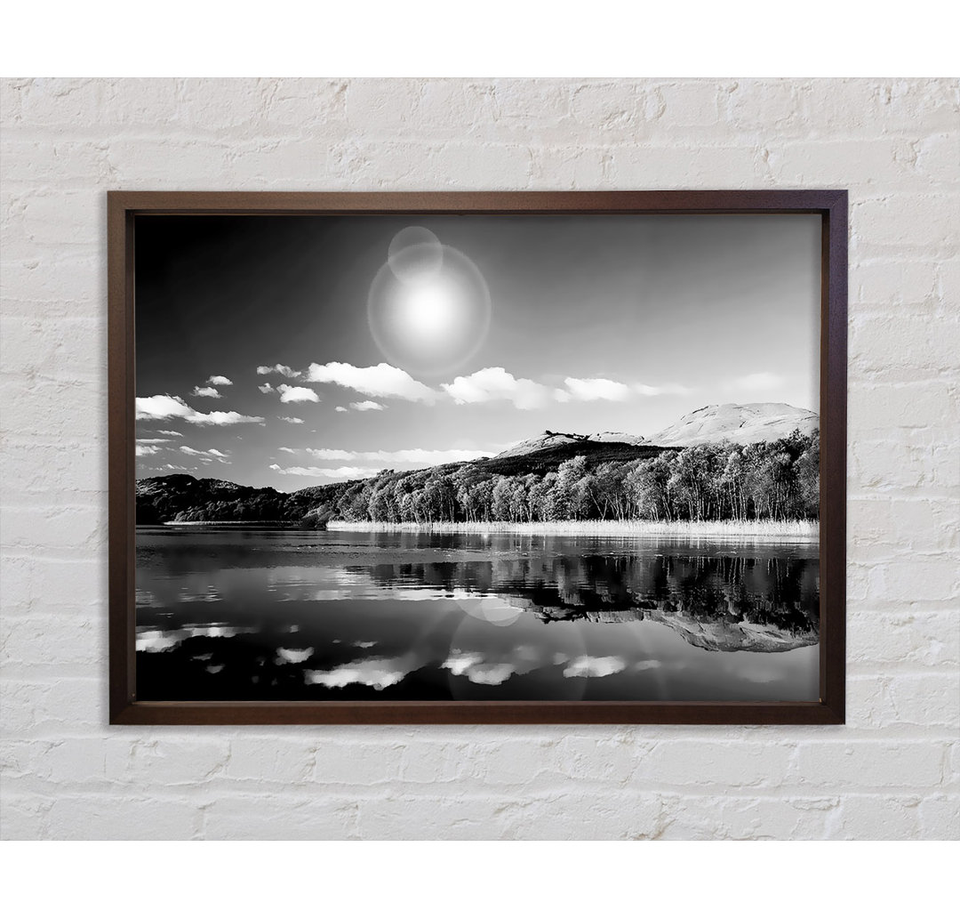 Sun Lake Reflections B N W - Single Picture Frame Kunstdrucke auf Leinwand