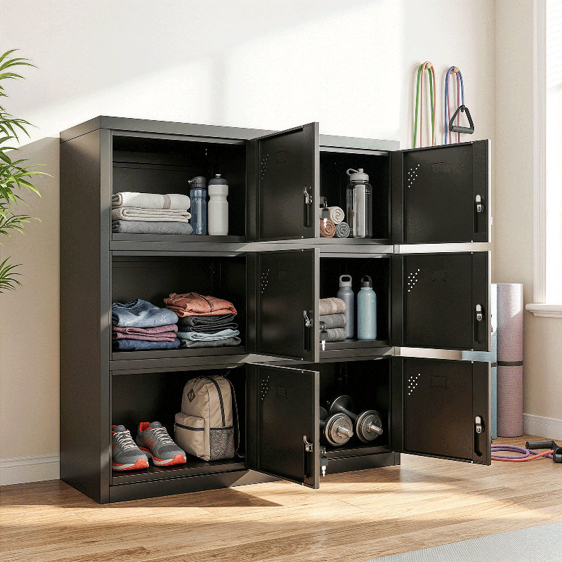 Casiers en métal pour employés avec 6 portes verrouillables et fentes pour cartes, armoire de rangement pour petits espaces, maison, école, salle de sport